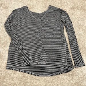 Lululemon gray and black stripe long sleeve scoop neck tee